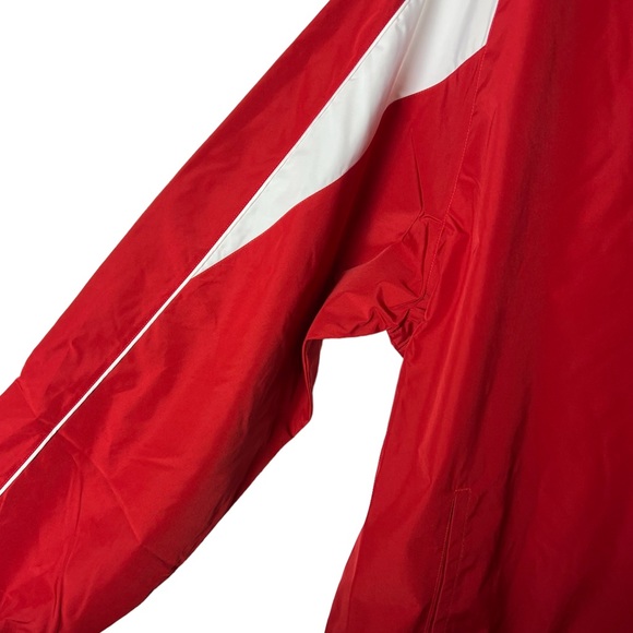 Tri-Mountain Red a white V Neck Long Sleeve Windbreaker Size 2XL - Picture 3 of 7
